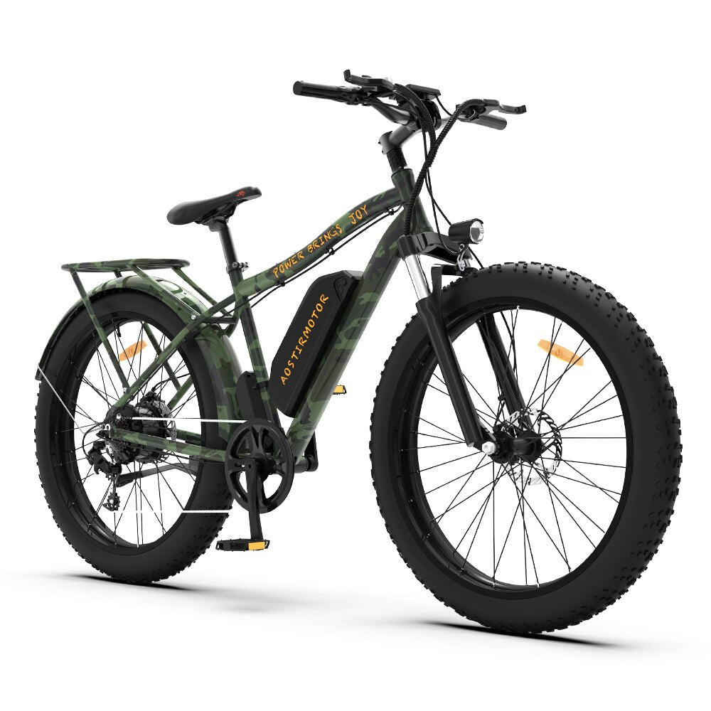 AOSTIRMOTOR S07-D Electric Bike 26Inch Fat Tire Mountain Ebike 750W Motor 48V 13Ah Lithium Battery Bicycle