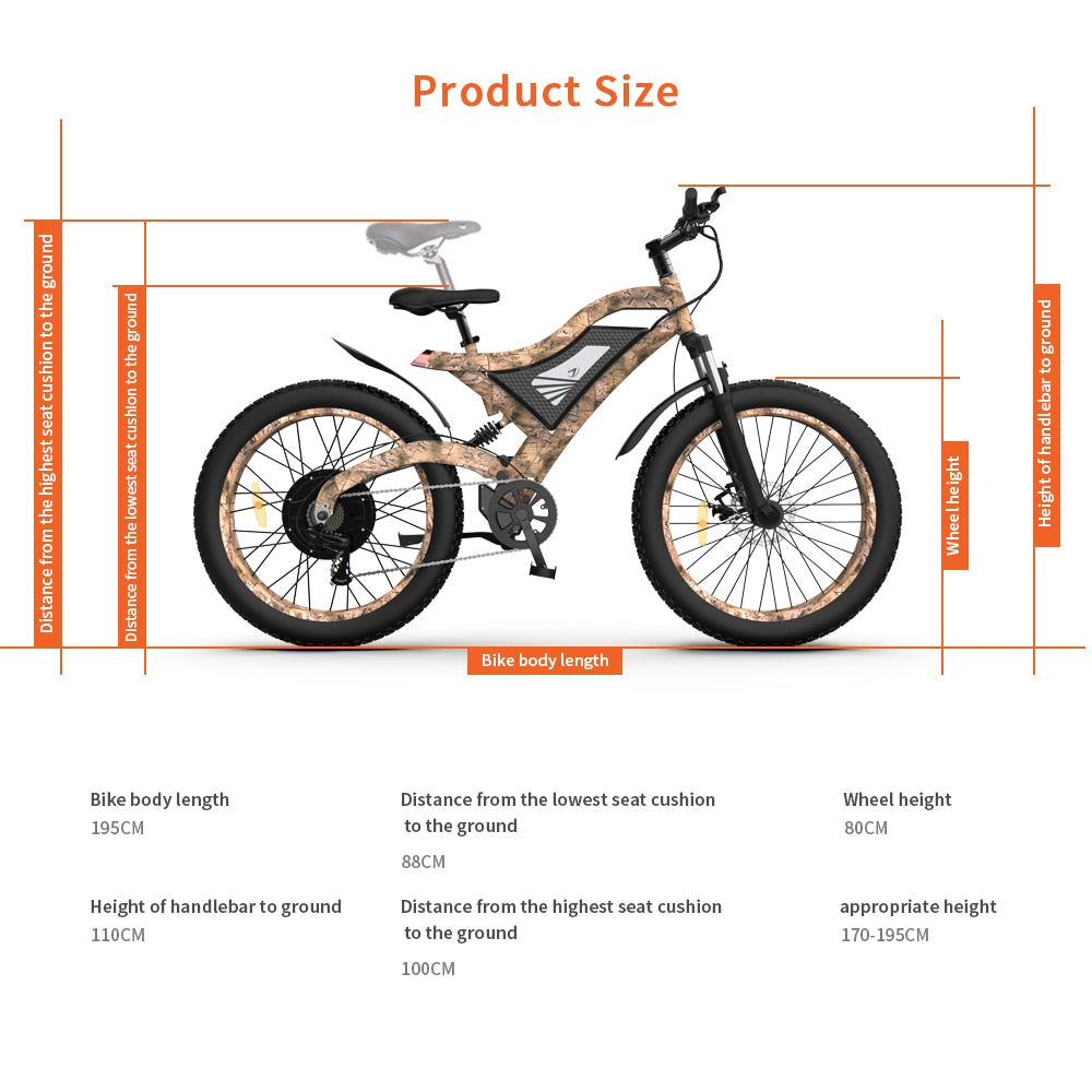 AOSTIRMOTOR Electric Ebike S18 1500W Mountain Bike 48V 14Ah Removable Lithium Battery 4.0 Fat Tire Ebike Beach Cruiser Bike
