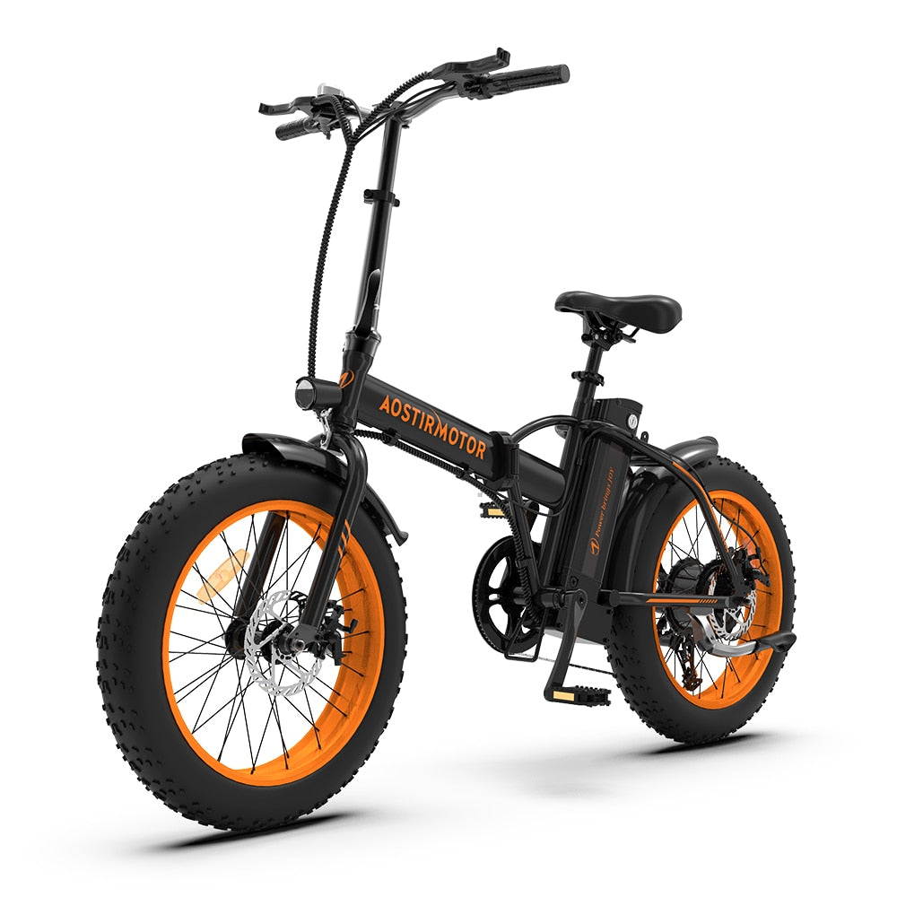 AOSTIRMOTOR A20 Electric Bike Folding 36V 13Ah Lithium Battery 500W Ebike 20 Inch 4.0 Fat Tire City Beach Cruiser Bicycle