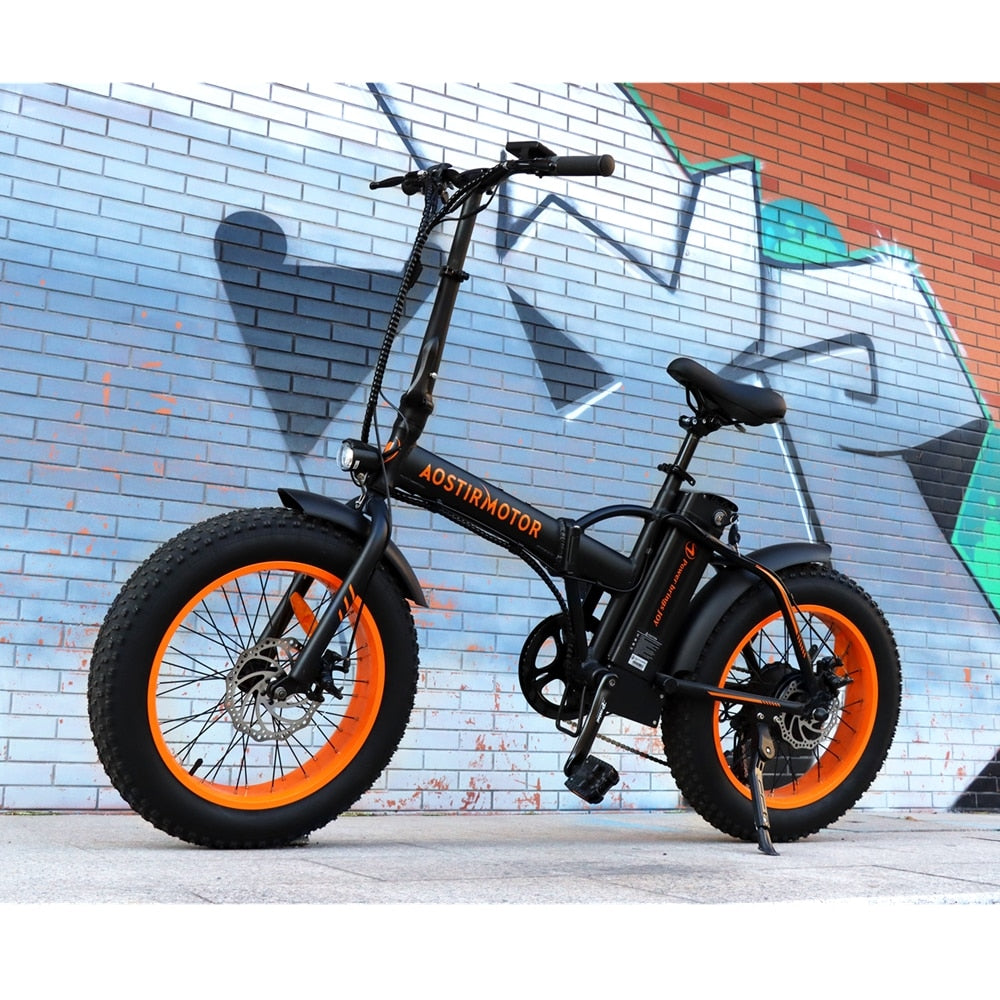 AOSTIRMOTOR A20 Electric Bike Folding 36V 13Ah Lithium Battery 500W Ebike 20 Inch 4.0 Fat Tire City Beach Cruiser Bicycle