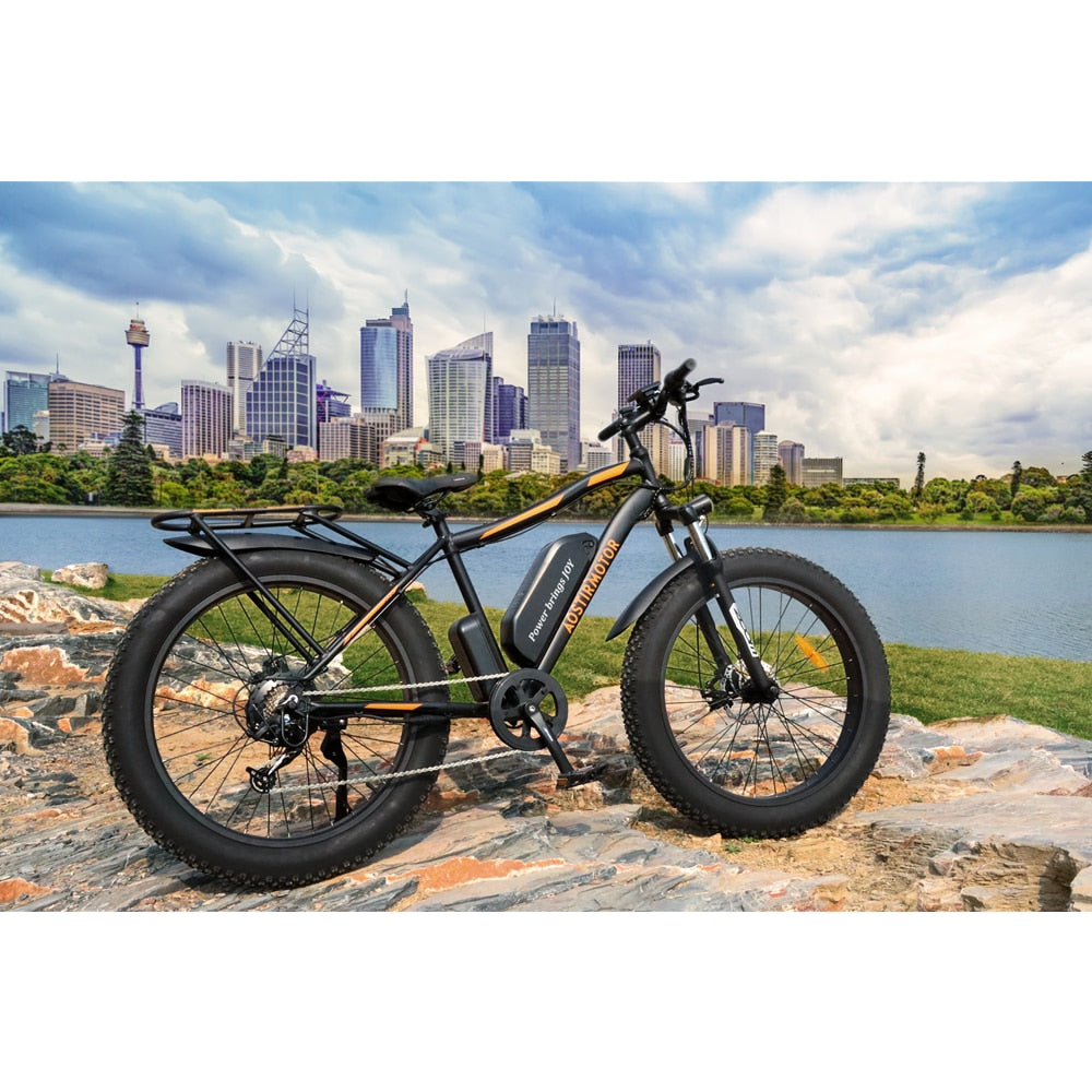 AOSTIRMOTOR S07-B Electric Bike 750W 26 Inch 4.0 Fat tire Powerful Mountain Bicycle 48V 13Ah Lithium Battery City Beach Ebike