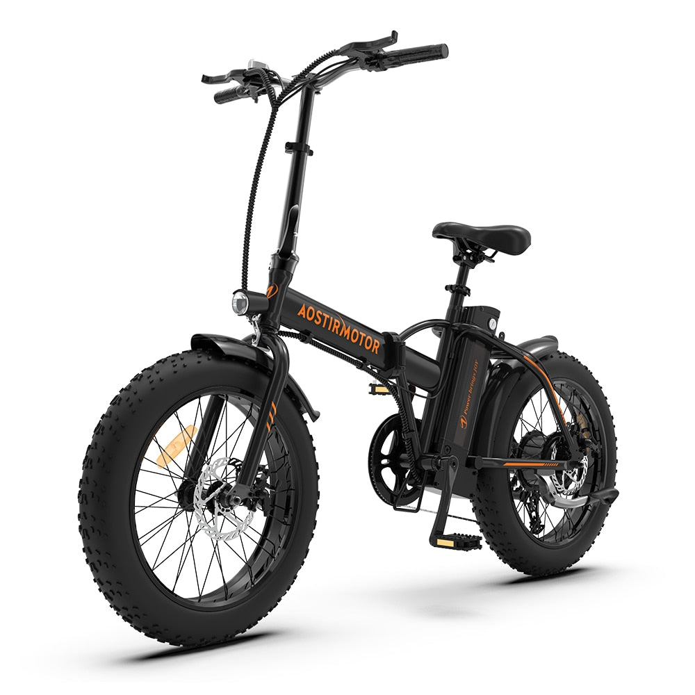 AOSTIRMOTOR A20 Electric Bike Folding 36V 13Ah Lithium Battery 500W Ebike 20 Inch 4.0 Fat Tire City Beach Cruiser Bicycle