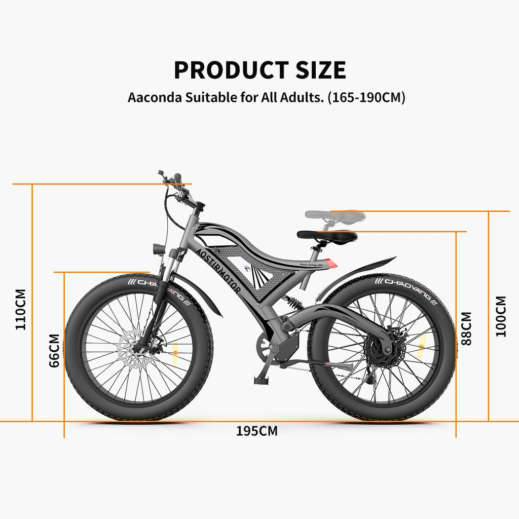 AOSTIRMOTOR S18 Electric Bike 750W 26Inch 4.0 Fat Tire Ebike 48V 11.6Ah Lithium Battery Beach Cruiser City Mountain Bicycle