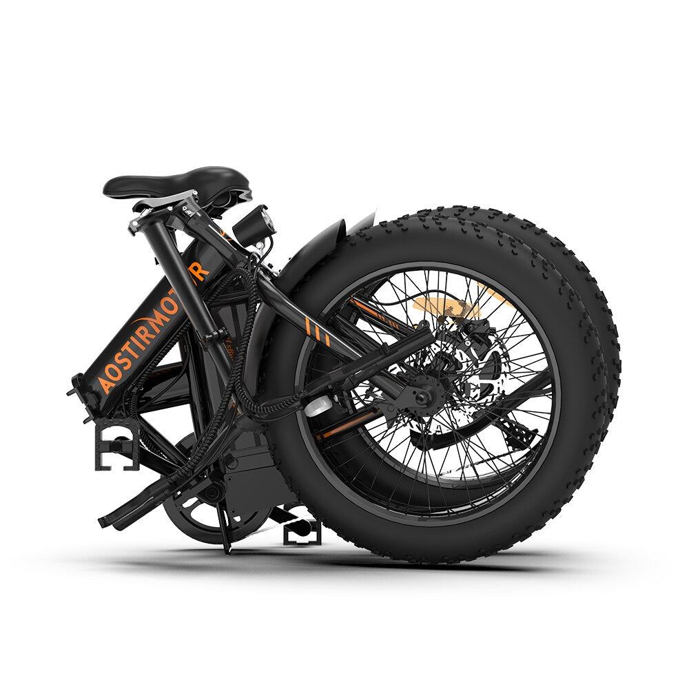 AOSTIRMOTOR A20 Electric Bike Folding 36V 13Ah Lithium Battery 500W Ebike 20 Inch 4.0 Fat Tire City Beach Cruiser Bicycle