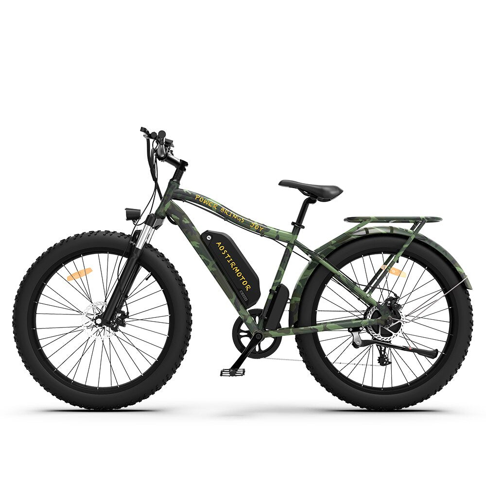 AOSTIRMOTOR S07-D Electric Bike 26Inch Fat Tire Mountain Ebike 750W Motor 48V 13Ah Lithium Battery Bicycle